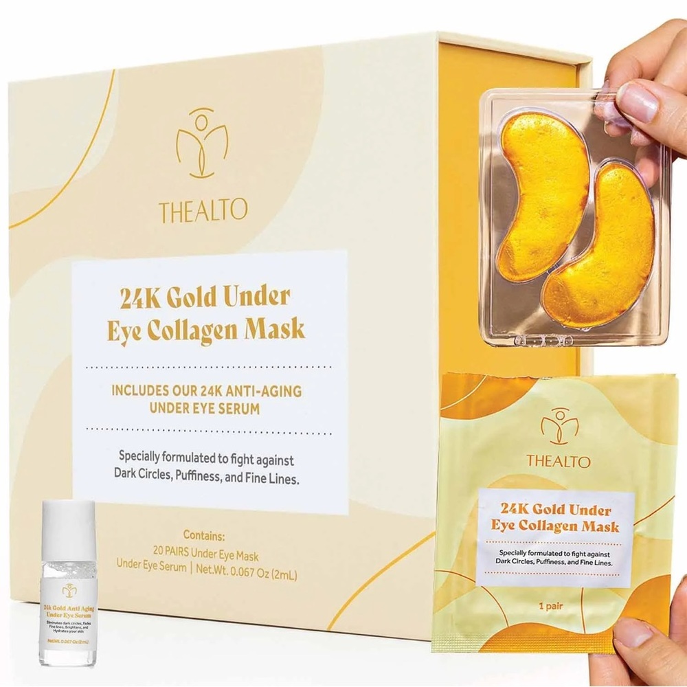 THEALTO 24K Gold Under Eye Collagen Mask 20 pack with eye serum - Picture 7 of 7